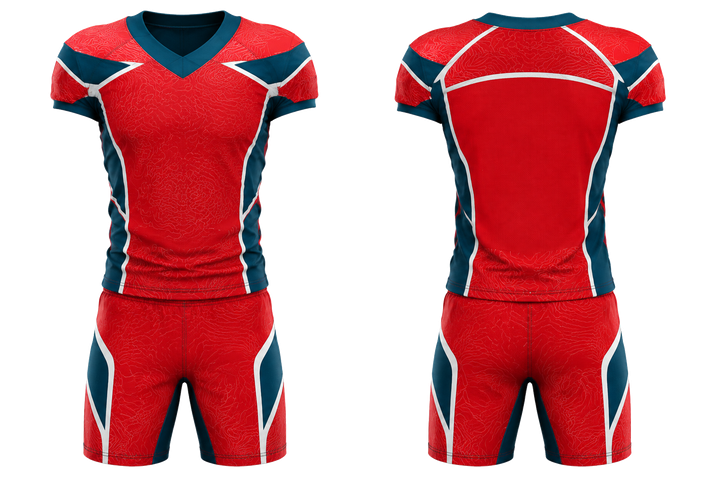 Club Red Contained Topographic Contour Field American Football Alternate Or 7v7 Uniform design