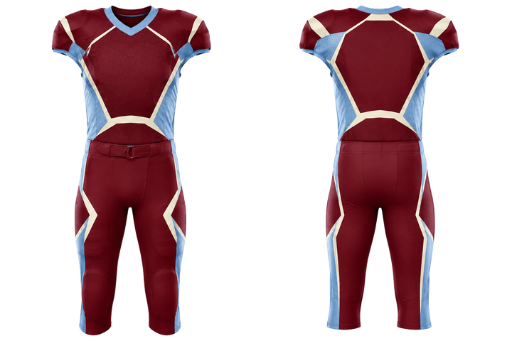 Deep Maroon Faceted Shield Geometry American Football Padded Game Uniform design