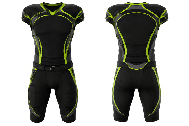 Black Nested Contour Arcs American Football Padded Game Uniform design