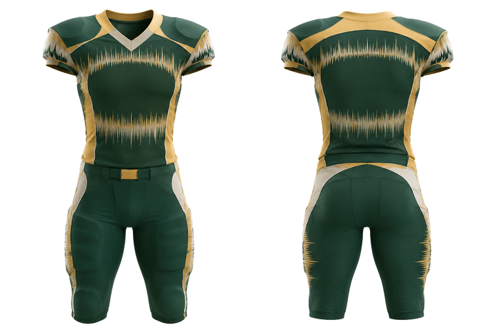 Forest Green Tonal Soundwave Rhythm American Football Padded Game Uniform design