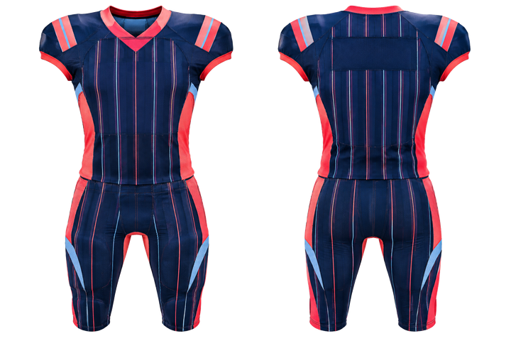 Indigo Wide Modern Pinstripe Field American Football Padded Game Uniform design