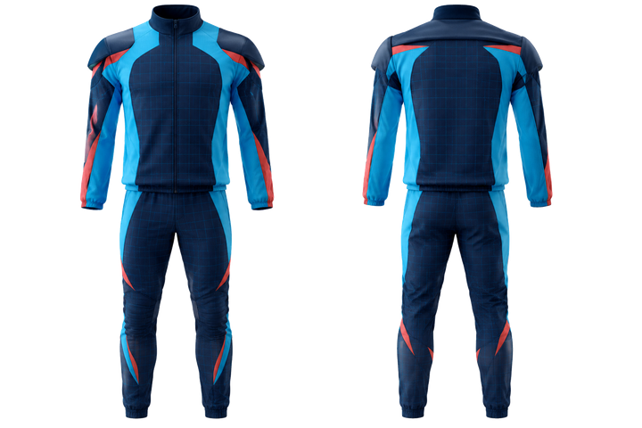 Midnight Navy Oversized Tonal Grid American Football Sideline Warm Up Set design
