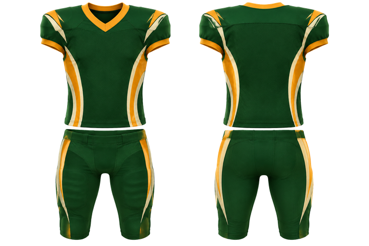 Bottle Green Curved Body Mapped Side Flow American Football Youth Football Uniform design