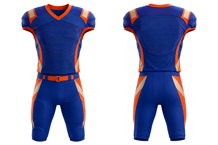 Cobalt Retro Micro Stripe With Modern Panel Breaks American Football Youth Football Uniform design