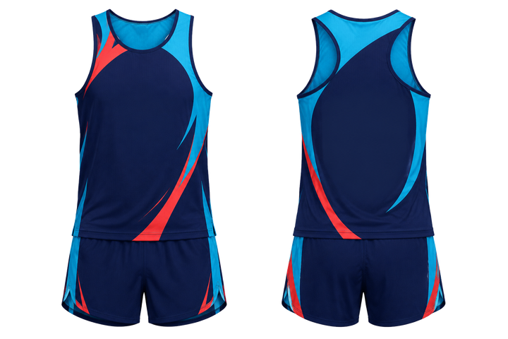 Midnight Navy Asymmetric Speed Panel Sweep Athletics Race Kit design