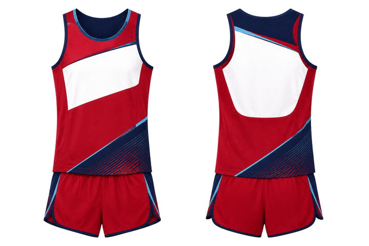 Deep Red Diagonal Court Line Architecture Athletics Race Kit design