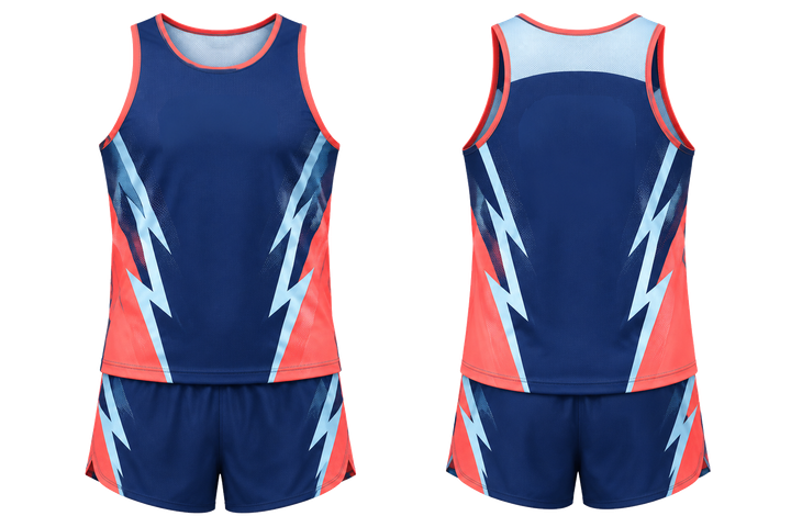 Indigo Negative Space Lightning Channel Athletics Race Kit design