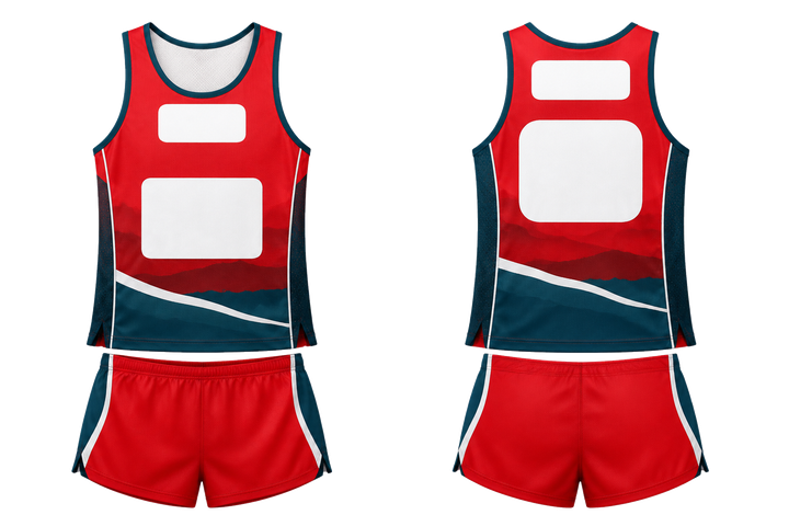 Club Red Layered Horizon Bands Athletics Relay Or Field Event Kit design
