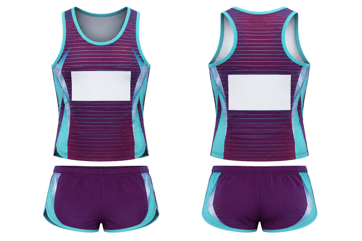 Plum Retro Micro Stripe With Modern Panel Breaks Athletics Relay Or Field Event Kit design