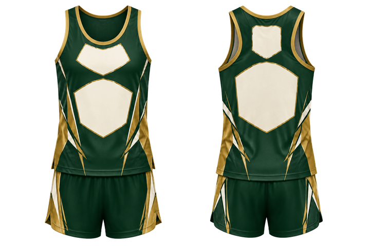 Forest Green Faceted Shield Geometry Athletics Track Training Set design