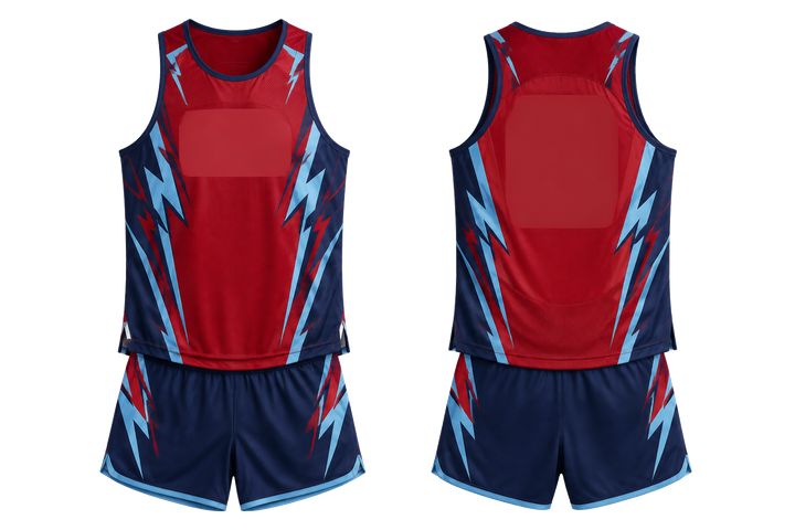 Deep Red Negative Space Lightning Channel Athletics Track Training Set design