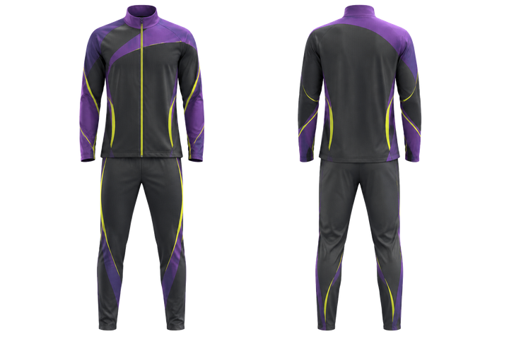Charcoal Asymmetric Speed Panel Sweep Athletics Track Warm Up Set design
