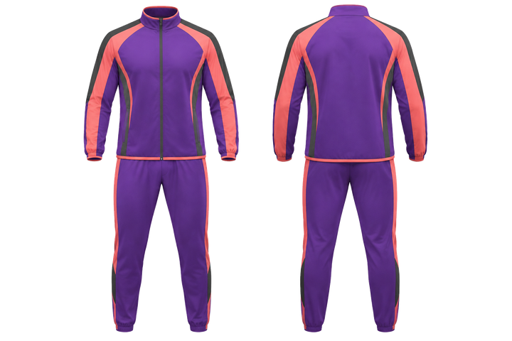 Purple Bold Sleeve To Side Bridge Athletics Track Warm Up Set design