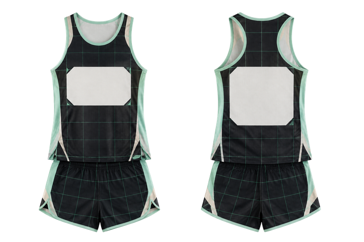 Obsidian Black Oversized Tonal Grid Athletics Women's Or Youth Race Kit design