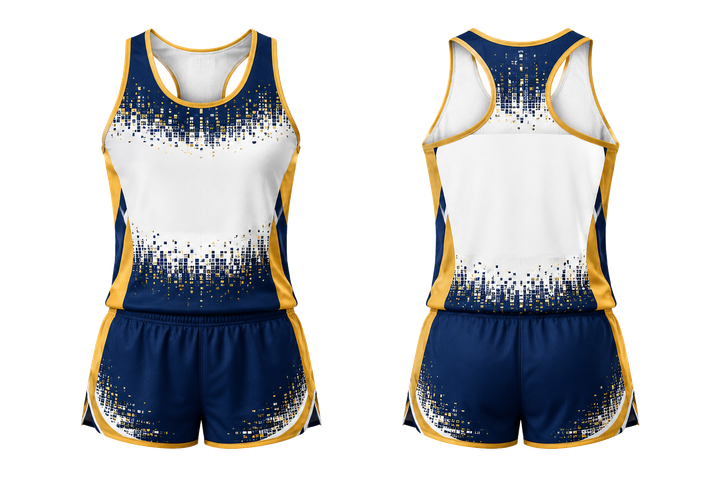 Marine Blue Pixel To Panel Fade Built From Flat Bands Athletics Women's Or Youth Race Kit design