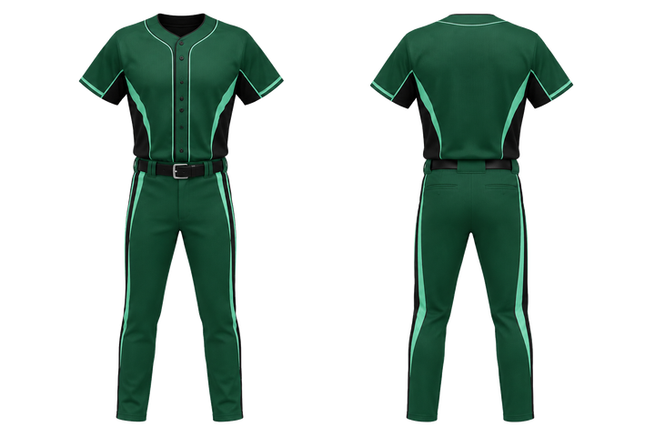 Emerald Curved Body Mapped Side Flow Baseball Game Uniform design