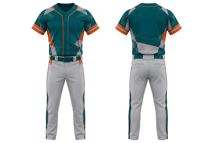 Petrol Teal Fractured Diamond Field Baseball Game Uniform design