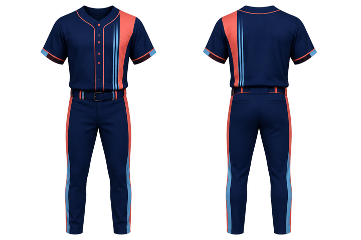Indigo Offset Vertical Race Stripe Baseball Game Uniform design