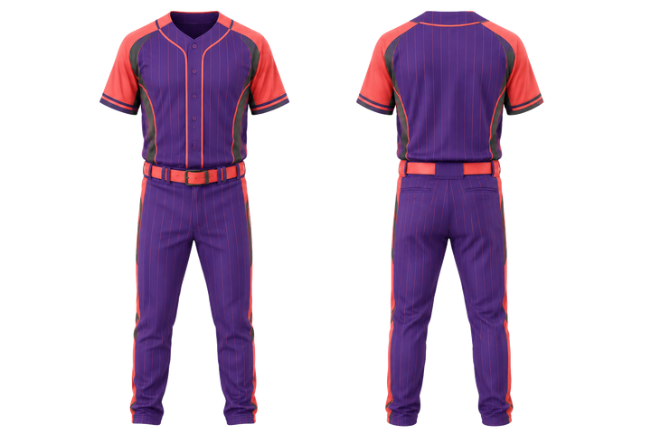 Purple Retro Micro Stripe With Modern Panel Breaks Baseball Game Uniform design