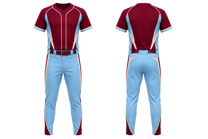 Deep Maroon Curved Body Mapped Side Flow Baseball Youth Or Fitted Diamond Uniform design