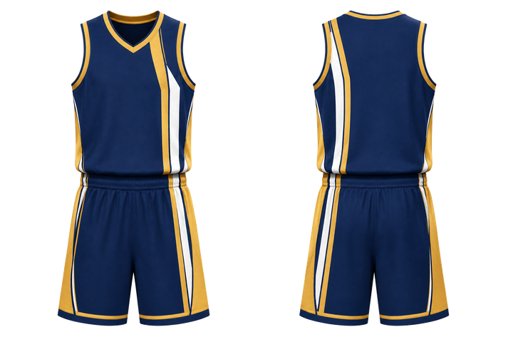 Marine Blue Offset Vertical Race Stripe Basketball Alternate Competition Uniform design