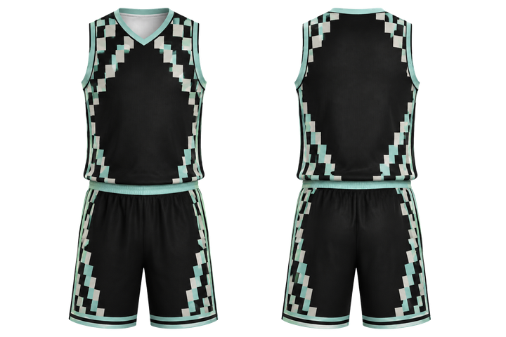 Obsidian Black Stepped Chequer Field With Original Spacing Basketball Alternate Competition Uniform design