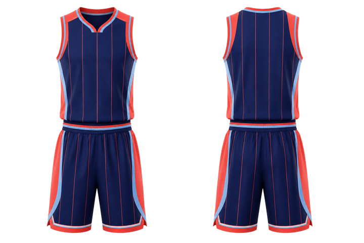 Indigo Wide Modern Pinstripe Field Basketball Alternate Competition Uniform design