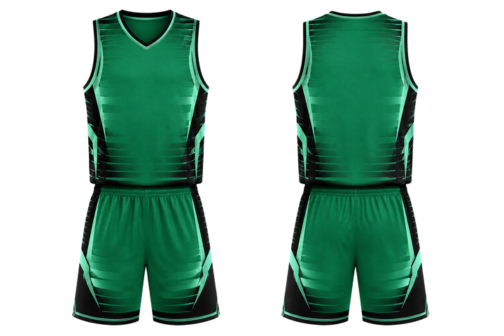 Emerald Compressed Gradient Illusion Made Only From Flat Bands Basketball Court Uniform design