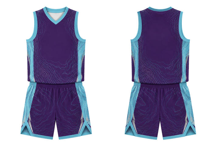 Plum Contained Topographic Contour Field Basketball Court Uniform design
