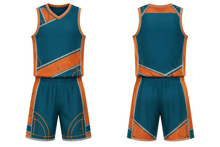 Petrol Teal Diagonal Court Line Architecture Basketball Court Uniform design