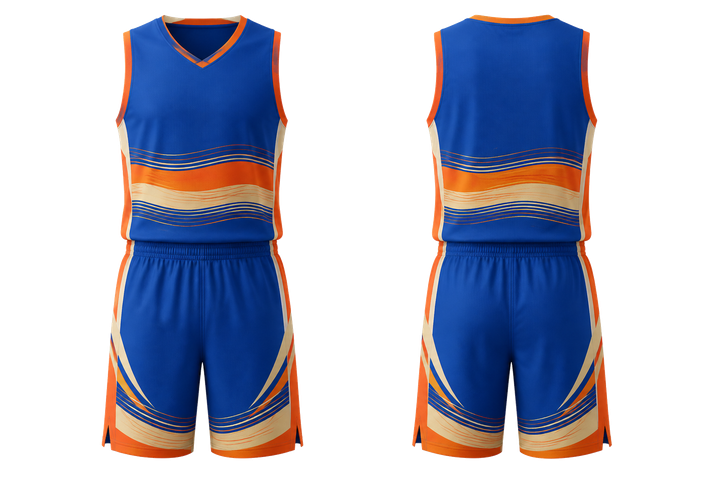 Cobalt Layered Horizon Bands Basketball Court Uniform design