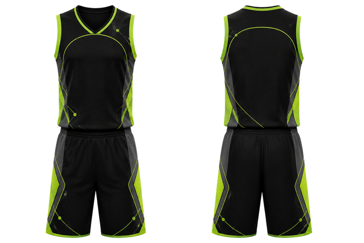 Black Minimal Arch And Orbit Geometry Basketball Court Uniform design