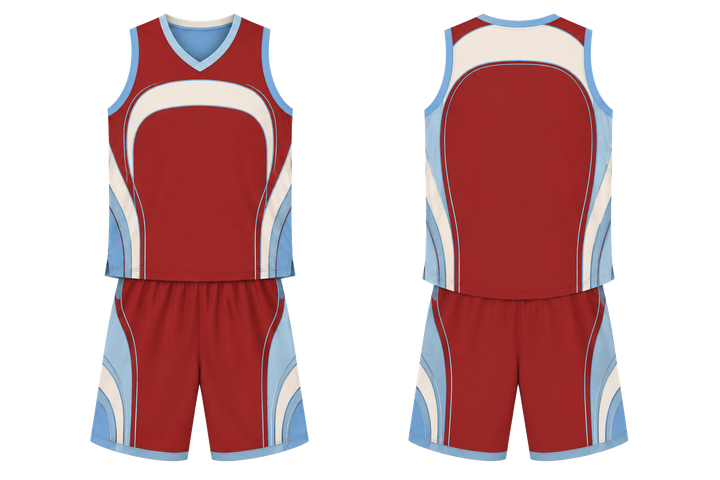 Brick Red Nested Contour Arcs Basketball Court Uniform design