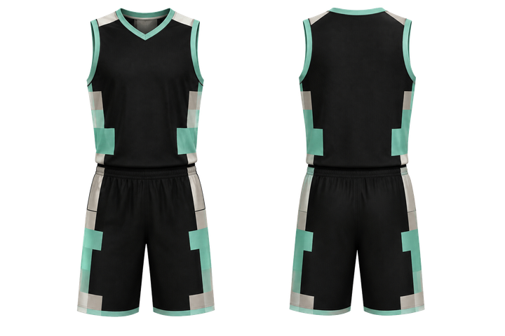 Obsidian Black Modular Block Mosaic Basketball Practice Set design