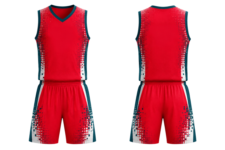 Club Red Pixel To Panel Fade Built From Flat Bands Basketball Practice Set design