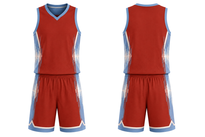Brick Red Tonal Soundwave Rhythm Basketball Practice Set design