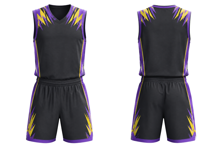 Charcoal Angular Shoulder Burst Basketball Women's Or Youth Court Uniform design