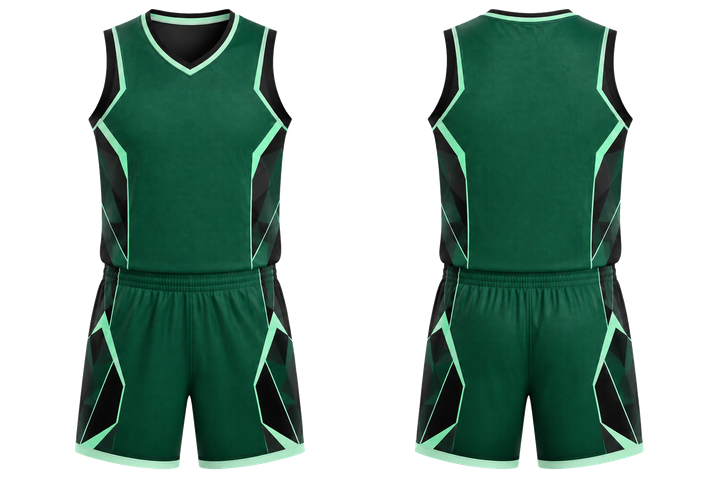 Emerald Faceted Shield Geometry Basketball Women's Or Youth Court Uniform design