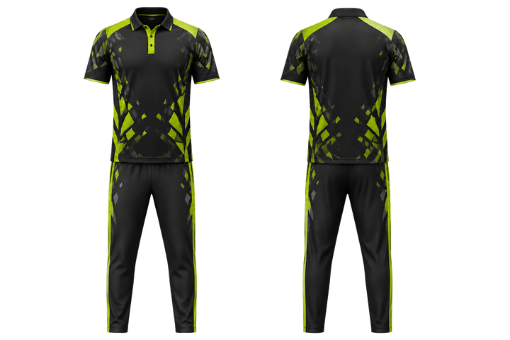Black Fractured Diamond Field Cricket Cricket Training Kit design