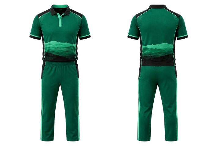 Emerald Layered Horizon Bands Cricket Premium Whites Or Alternate Kit design