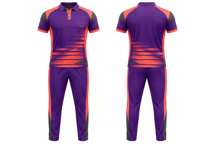Purple Compressed Gradient Illusion Made Only From Flat Bands Cricket T20 Or ODI Kit design