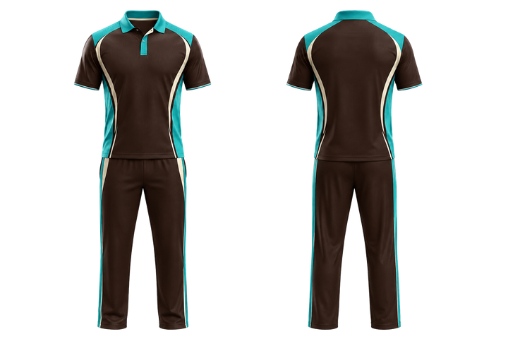 Dark Chocolate Curved Body Mapped Side Flow Cricket T20 Or ODI Kit design