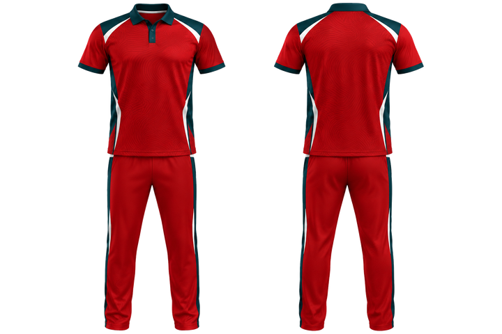 Club Red Low Contrast Ripple Map Cricket T20 Or ODI Kit design