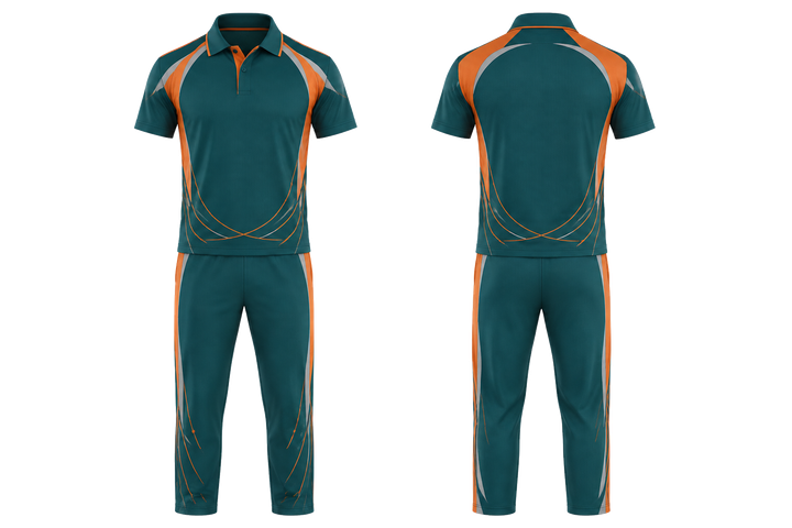 Petrol Teal Minimal Arch And Orbit Geometry Cricket T20 Or ODI Kit design