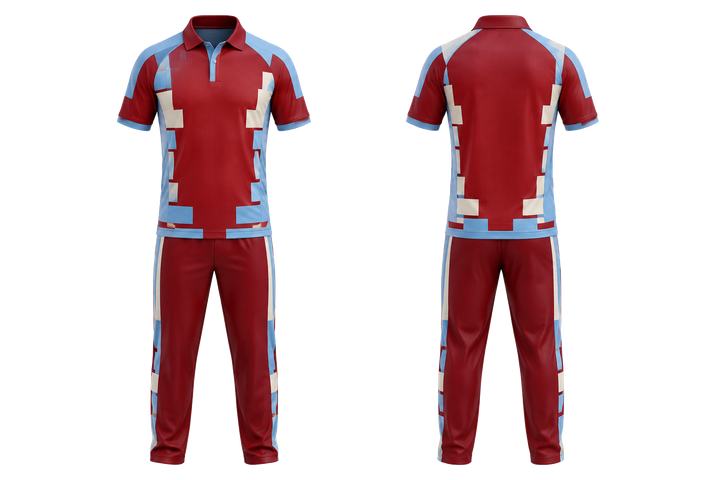 Brick Red Modular Block Mosaic Cricket T20 Or ODI Kit design