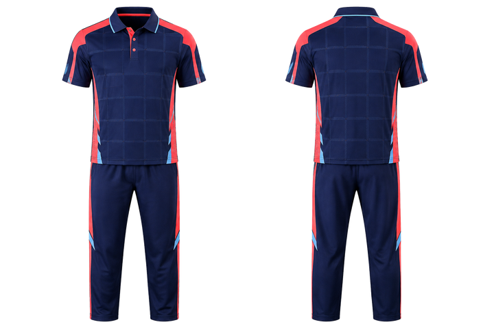 Indigo Oversized Tonal Grid Cricket T20 Or ODI Kit design