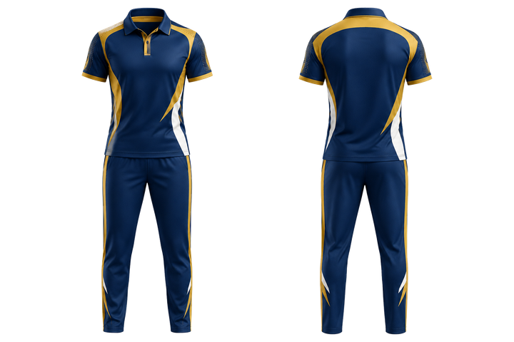 Marine Blue Asymmetric Speed Panel Sweep Cricket Women's Or Academy Cricket Kit design