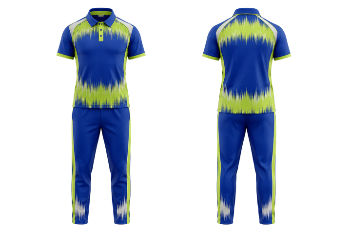Royal Blue Tonal Soundwave Rhythm Cricket Women's Or Academy Cricket Kit design