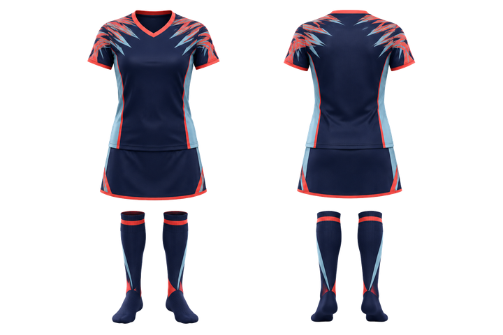 Indigo Angular Shoulder Burst Field Hockey Field Match Uniform design