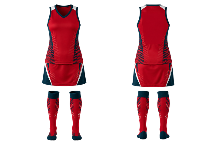 Club Red Compressed Gradient Illusion Made Only From Flat Bands Field Hockey Field Match Uniform design